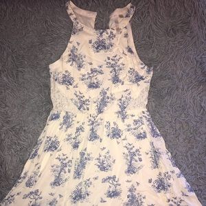 White and blue dress with lace mesh on sides